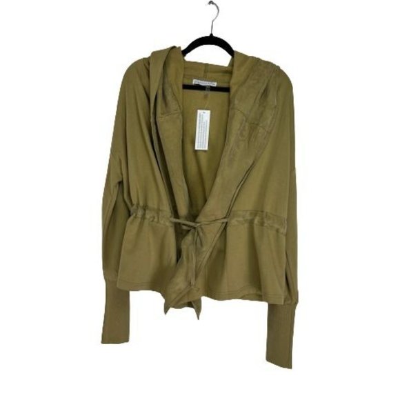 NEW Young Fabulous & Broke Size S Hooded Sweatshirt Jacket Tie Waist Olive - Picture 2 of 9